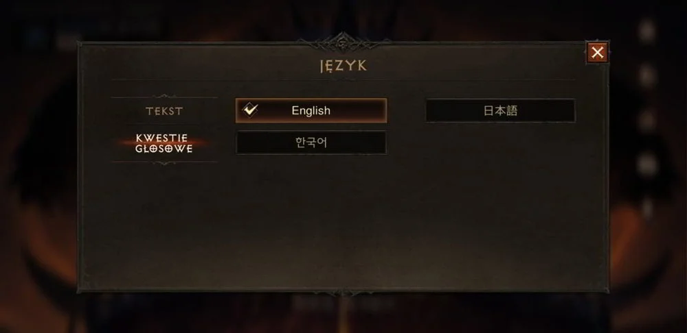 Diablo Immortal - język dialogów Android