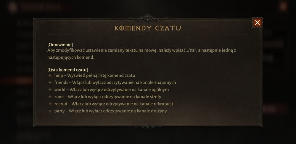 Diablo Immortal - Komendy czatu