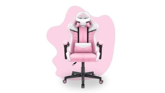 Fotel gamingowy Hells Chair HC-1004 Kids biało-różowy