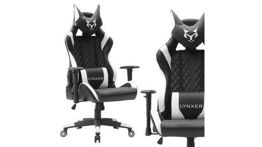 Fotel gamingowy Lynxer Gamer Pro czarno-biały